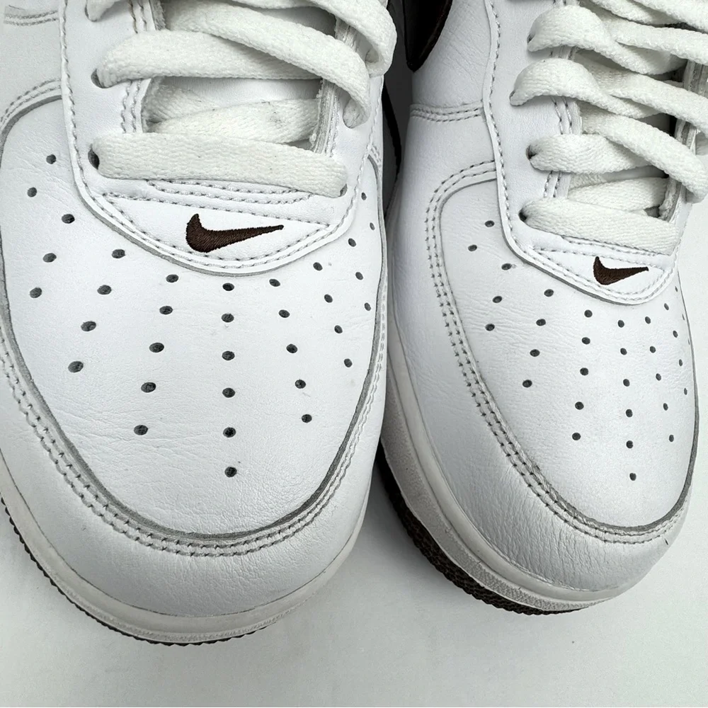Nike Air Force 1 Low Anniversary Edition. White and Chocolate Brown. Mens size 9